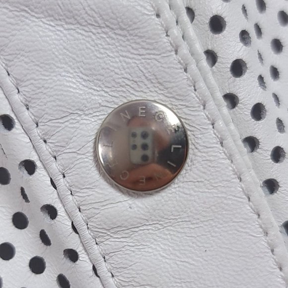 CELINE '00 Michael Kors Perforated Leather Button Up Runway Dress White RARE - Picture 5 of 13